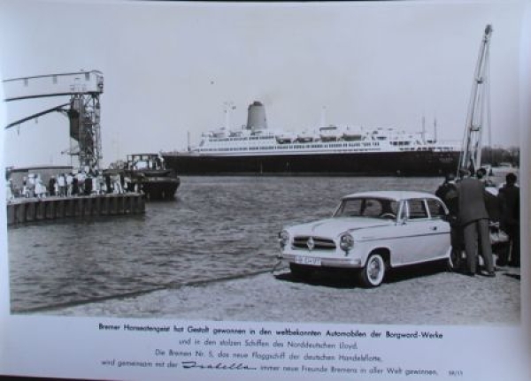 Borgward Isabella mit Norddeutsche Lloyd Schiff "Bremen" 1959 Werksfoto (9647)